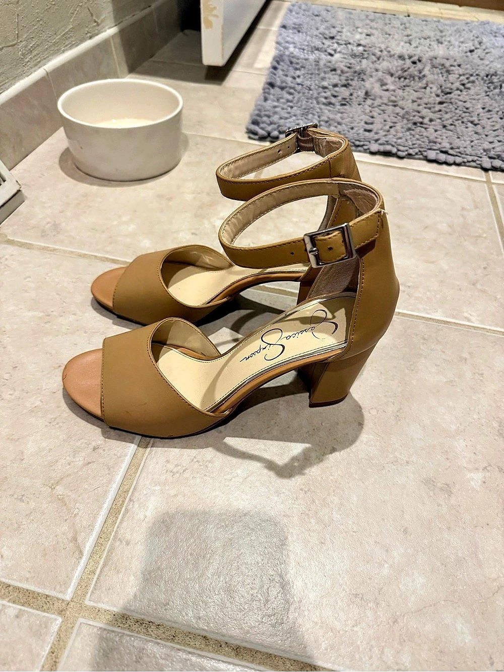 Jessica Simpson Ankle Strap Heels in Brown